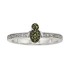 Sterling Silver 1/7-ct. T.w. Green And White Diamond Turtle Ring, Women's, Size: 8