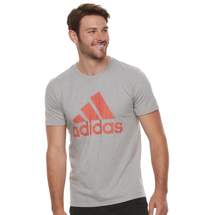 Men's Adidas Mesh Logo Tee, Size: Small, Med Grey