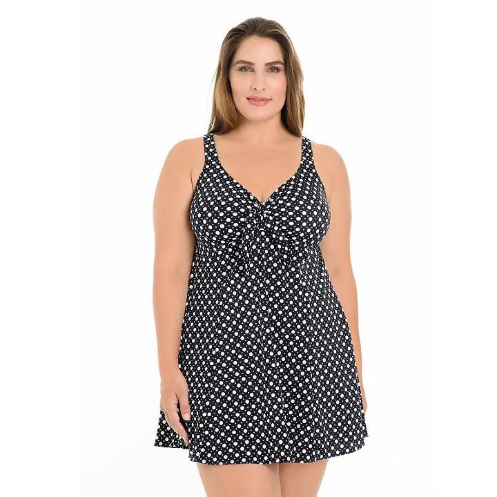 Plus Size Croft & Barrow&reg; Tummy Slimmer Bow-front Swimdress, Women's, Size: 22 W, Oxford