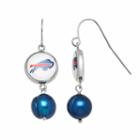 Buffalo Bills Dyed Freshwater Cultured Pearl Stainless Steel Team Logo Drop Earrings, Women's, Blue