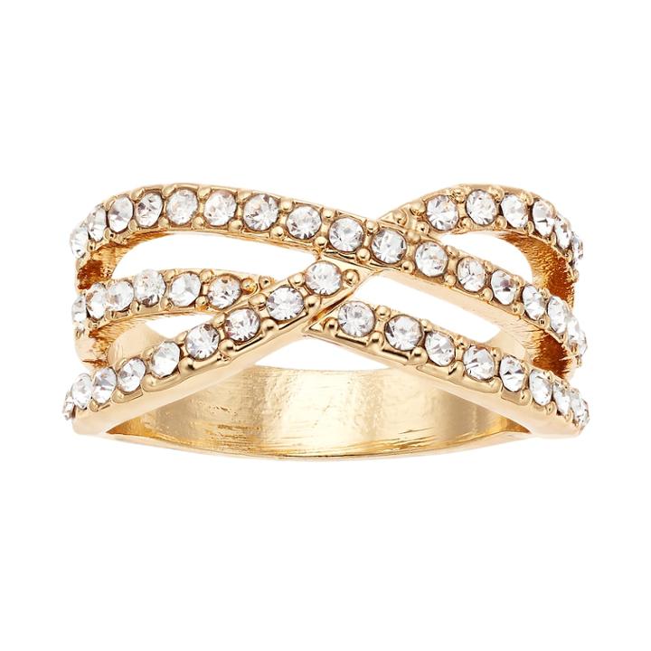 Gold Tone Crisscross Ring, Women's, Size: 8