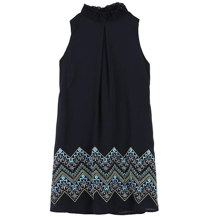 Girls 7-16 Speechless Smockneck Printed Border Shift Dress, Girl's, Size: 8, Blue (navy)