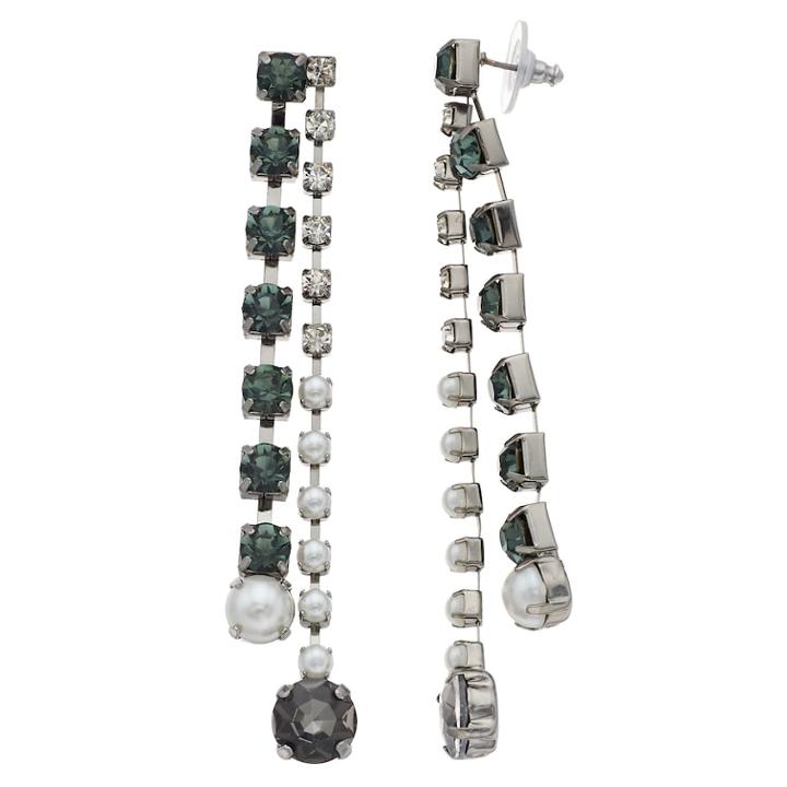 Simply Vera Vera Wang Simulated Pearl & Crystal Linear Drop Earrings, Women's, Multicolor