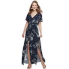 Juniors' Three Pink Hearts Floral Maxi Dress, Teens, Size: Xl, Blue (navy)