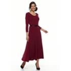 Women's Nina Leonard A-line Belted Dress, Size: Medium, Red