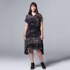 Plus Size Simply Vera Vera Wang Paisley Asymmetrical Shirtdress, Women's, Size: 1xl, Black