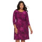 Plus Size Dana Buchman Printed Twist-front Dress, Women's, Size: 3xl, Dark Pink