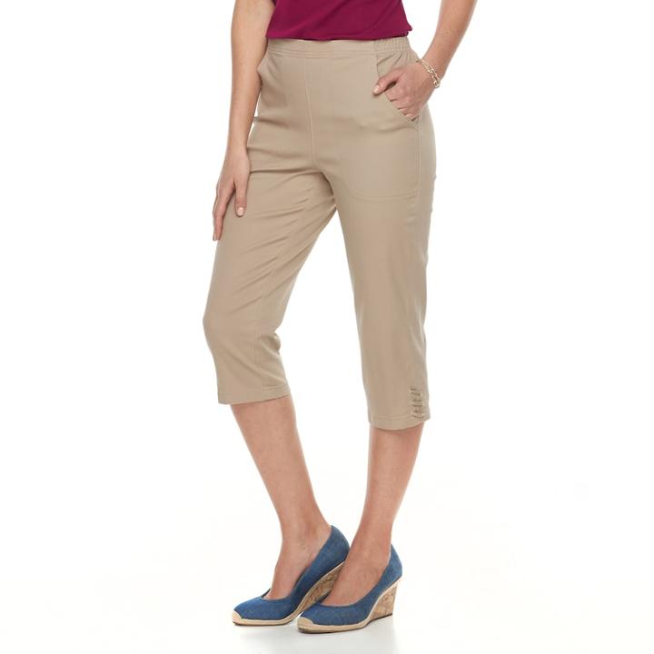 Women's Croft & Barrow&reg; Pull On Lace-up Hem Capris, Size: Medium, Med Beige