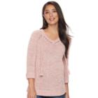 Women's Sonoma Goods For Life&trade; Pointelle V-neck Sweater, Size: Medium, Lt Orange