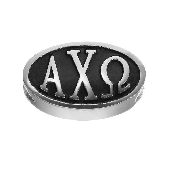Logoart Alpha Chi Omega Sterling Silver Oval Bead, Women's, Grey