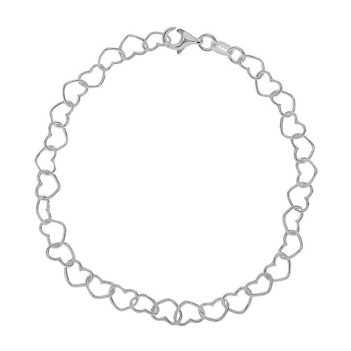 Sterling Silver Heart Bracelet, Women's, Grey
