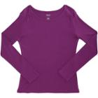 Girls Plus Size French Toast Ribbed Crewneck Long Sleeve Tee, Girl's, Size: 14-16 Plus, Drk Purple