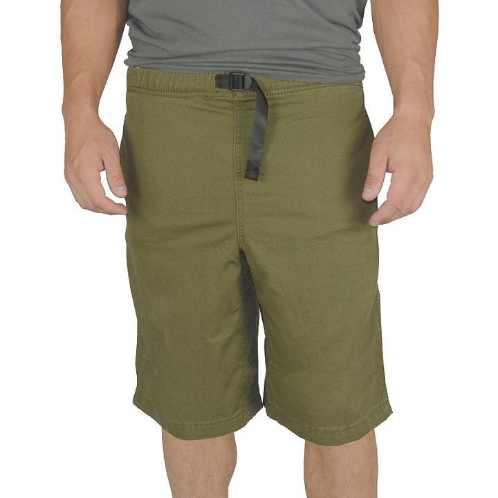 Men's Stanley Classic-fit Belted Twill Elastic-waist Shorts, Size: 42, Green