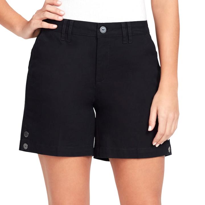 Women's Gloria Vanderbilt Violet Twill Shorts, Size: 14, Black
