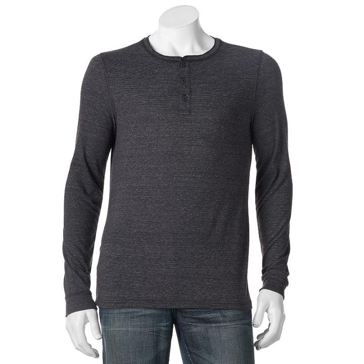 Big & Tall Urban Pipeline&reg; Striped Ultimate Henley, Men's, Size: Xl Tall, Black