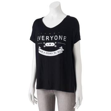 Juniors' Pop Up X Kind Campaign Everyone Has A Story Graphic Tee, Girl's, Size: Small, Black
