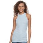 Juniors' So&reg; High Neck Ribbed Tank, Teens, Size: Small, Light Blue