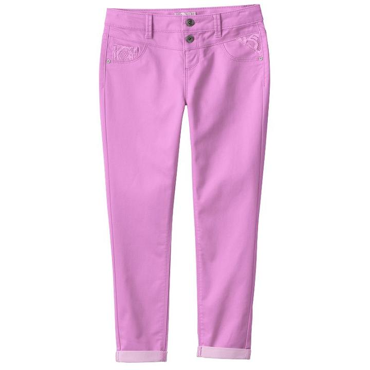 Plus Size Girls 7-16 So&reg; Sateen Rolled Cuff Ankle Pants, Girl's, Size: 14 1/2, Brt Purple