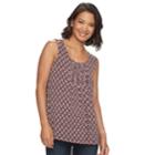 Women's Croft & Barrow&reg; Print Scoopneck Tank, Size: Large, Red