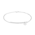 Sterling Silver Cubic Zirconia I Love The Pittsburgh Steelers Bar Link Bracelet, Women's, Size: 7.5, Grey