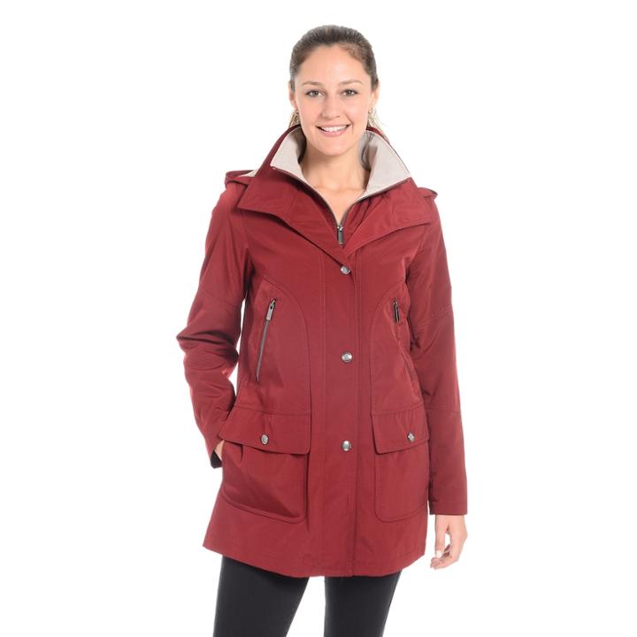 Women's Fleet Street A-line Stadium Jacket, Size: Large, Dark Red