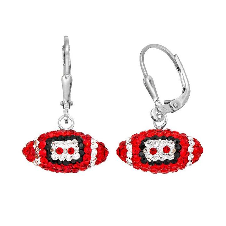 Arkansas Razorbacks Crystal Sterling Silver Football Drop Earrings, Women's, Multicolor