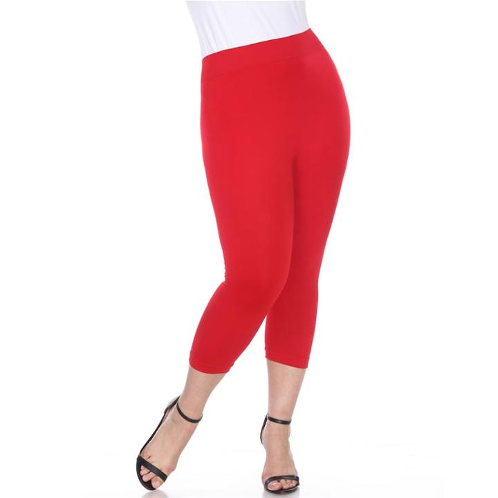 Plus Size White Mark Capri Leggings, Women's, Red