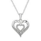 1/10 Carat T.w. Diamond Sterling Silver Double Heart Pendant Necklace, Women's, Size: 16, White