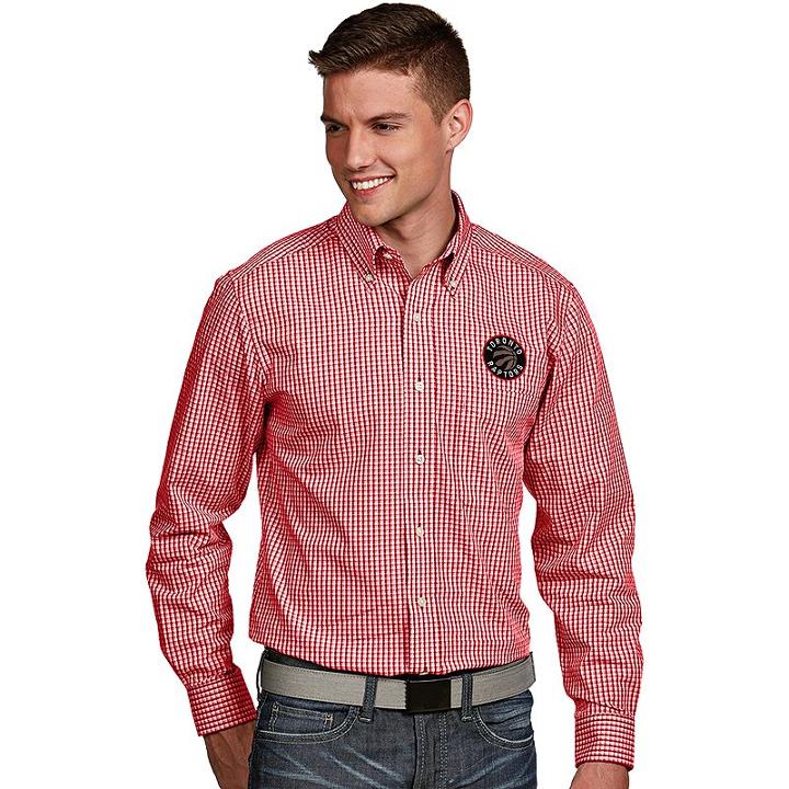 Men's Antigua Toronto Raptors Associate Plaid Button-down Shirt, Size: Small, White Oth