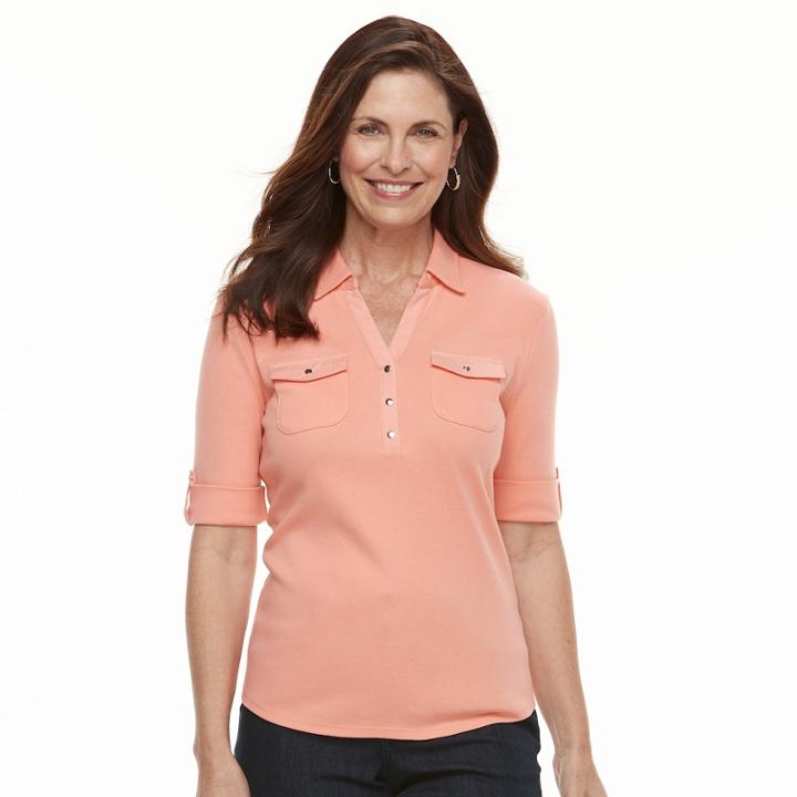 Women's Croft & Barrow&reg; Utility Polo, Size: Xl, Med Pink