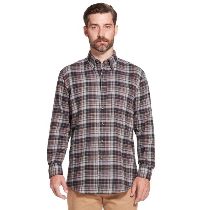 Men's Arrow Saranac Classic-fit Plaid Flannel Button-down Shirt, Size: Medium, Grey (charcoal)