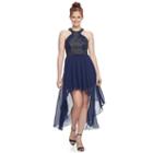 Juniors' Speechless Embellished High-low Halter Dress, Teens, Size: 3, Blue (navy)
