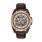 Bulova Men's Leather Automatic Skeleton Watch - 98a165, Brown