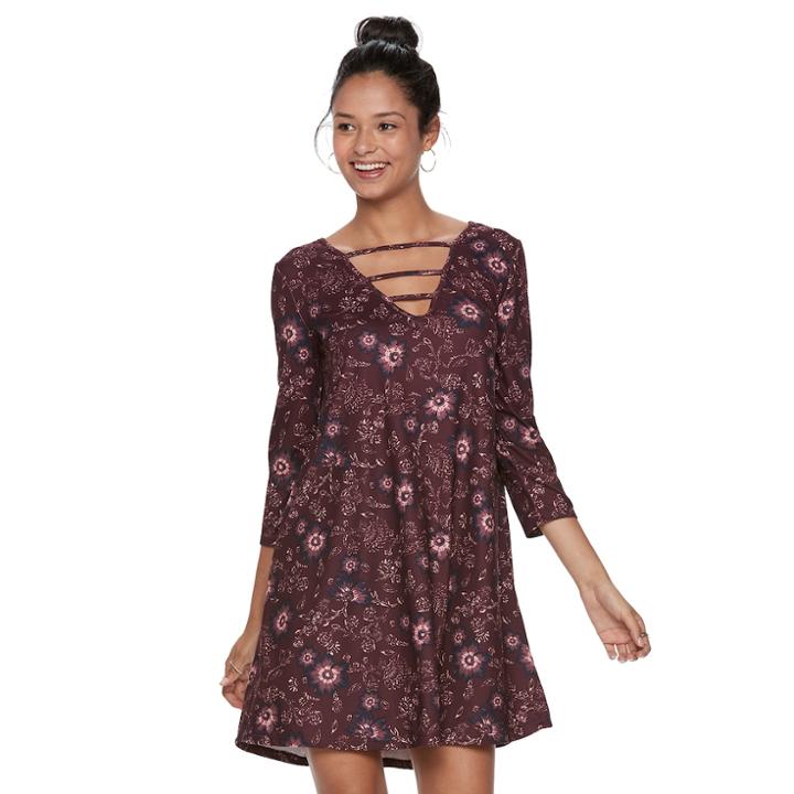 Juniors' Mudd&reg; Strappy Swing Dress, Teens, Size: Large, Purple