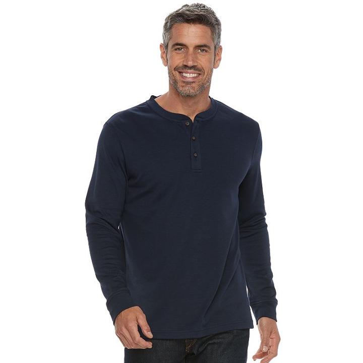 Men's Croft & Barrow&reg; Classic-fit Stretch Henley, Size: Large, Blue