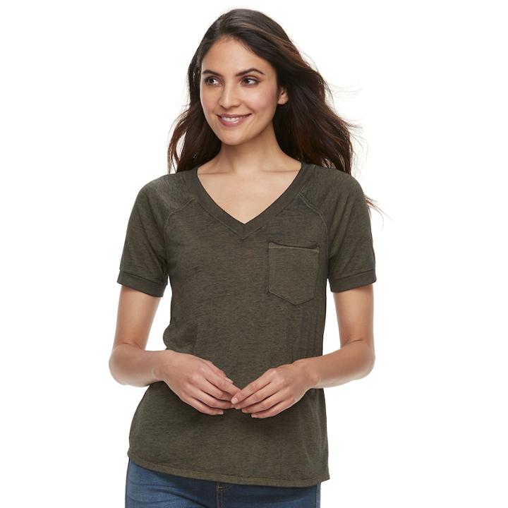 Women's Rock & Republic&reg; Burnout Boyfriend Tee, Size: Xxl, Green