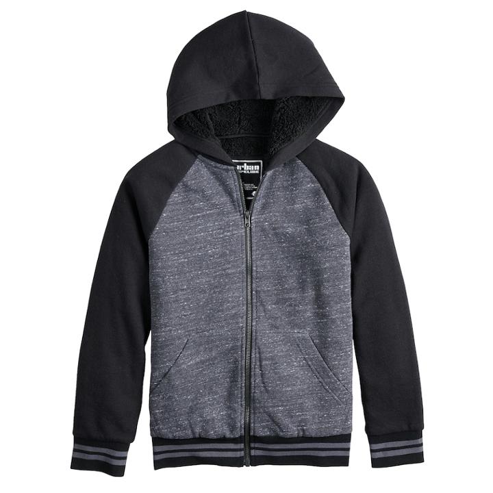Boys 8-20 Urban Pipeline&reg; Sherpa Lined Hoodie, Size: Large, Dark Grey