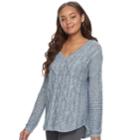 Women's Sonoma Goods For Life&trade; Cable Knit V-neck Sweater, Size: Medium, Blue