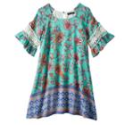 Girls 7-16 My Michelle Crochet Bell Sleeve Cold Shoulder Sheath Dress, Girl's, Size: 14, Turquoise/blue (turq/aqua)