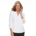 Women's Dana Buchman Knit Henley Top, Size: Xs, White