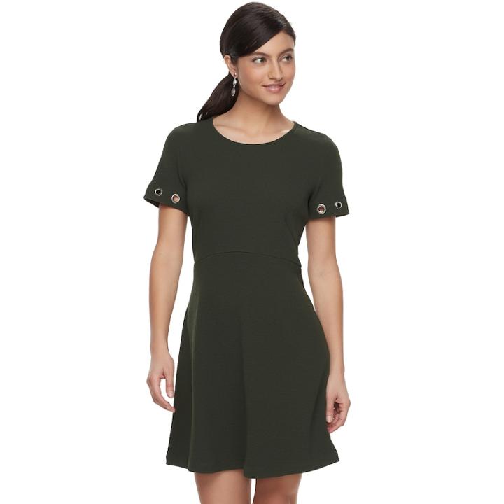 Women's Apt. 9&reg; Grommet Fit & Flare Dress, Size: Large, Green
