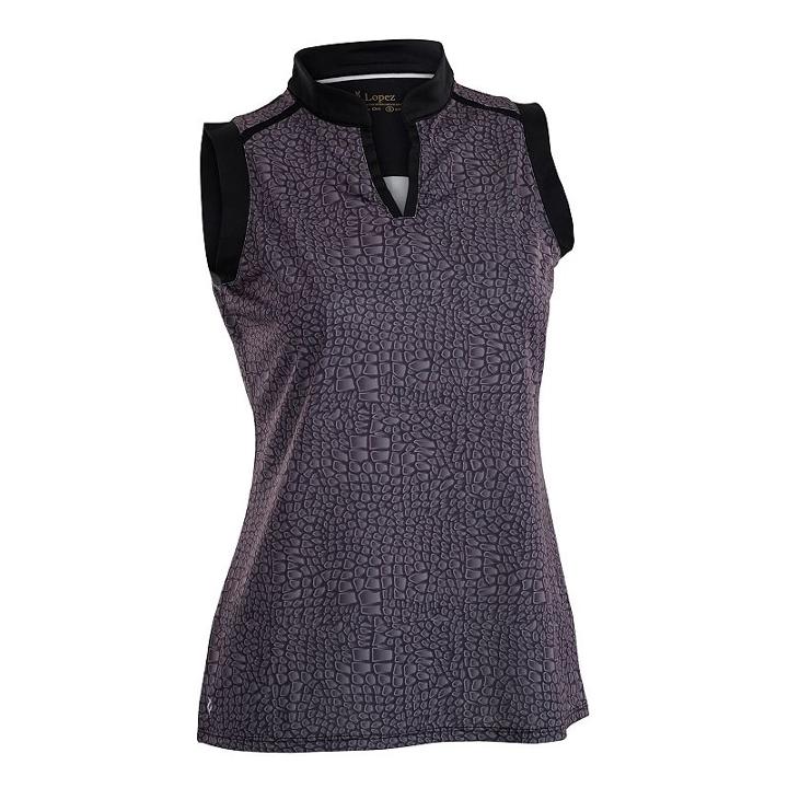 Women's Nancy Lopez Sing Sleeveless Golf Polo, Size: Small, Black