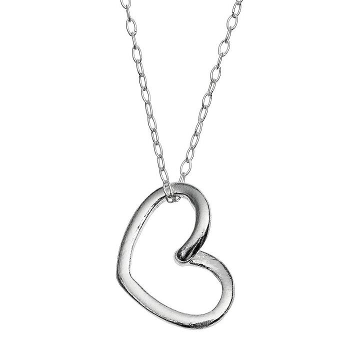 Charming Girl Sterling Silver Heart Pendant Necklace - Kids, Size: 15, Grey