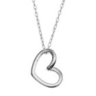 Charming Girl Sterling Silver Heart Pendant Necklace - Kids, Size: 15, Grey