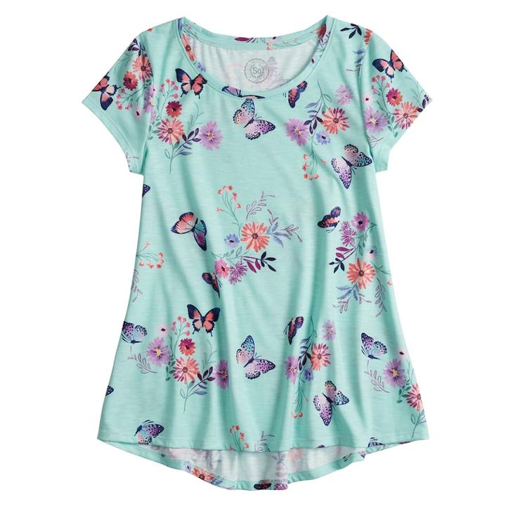 Girls 7-16 So&reg; Short Sleeve Tunic Tee, Size: 14, Light Blue