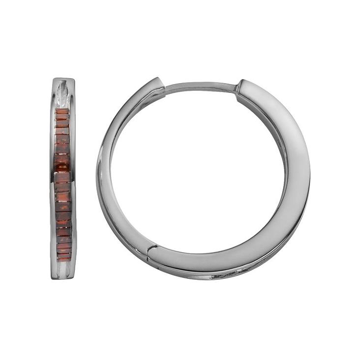 Sterling Silver 1/4-ct. T.w. Red Diamond Hoop Earrings, Women's