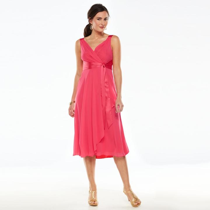 Women's Chaps Surplice Empire Evening Dress, Size: 4, Red