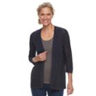 Women's Croft & Barrow&reg; Pointelle Open Front Cardigan, Size: Small, Blue