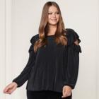 Lc Lauren Conrad Runway Collection Pleated Cold-shoulder Top - Plus Size, Women's, Size: 0x, Oxford