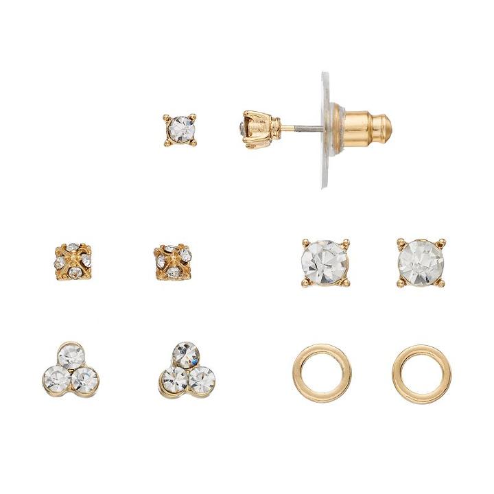 Lc Lauren Conrad Nickel Free Circle & Cluster Stud Earring Set, Women's, Gold